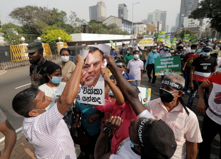 Thousands of Sri Lankans protest against the economic crisis in the country