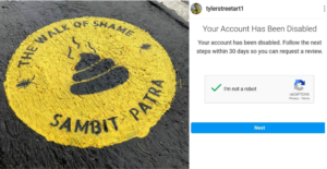 “Walk of Shame” Street-Artist Tyler’s Instagram Handle Suspended; Raises Questions on Liberty to Dissent
