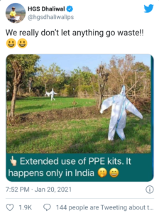 Picture Of PPE Kits Used As Scarecrows In A Field Goes Viral Online, Twitter Has Mixed Reactions