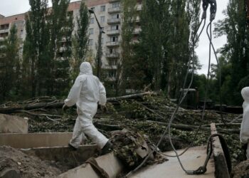 The Chernobyl disaster site reports increased gamma radiation levels