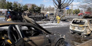 Fiery tanker crash in U.S. kills driver, burns Maryland homes