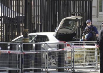 Man arrested after car collides with gates of Downing Street, where U.K. Prime Minister lives
