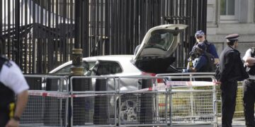 Man arrested after car collides with gates of Downing Street, where U.K. Prime Minister lives