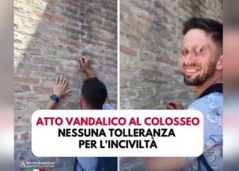 Tourist defaces Rome's ancient Colosseum, engraving names on wall