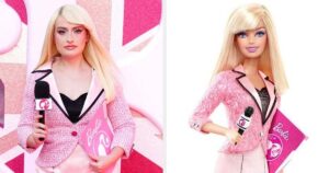 Red Carpet Host Dresses As News Anchor Barbie At Film’s London Premiere