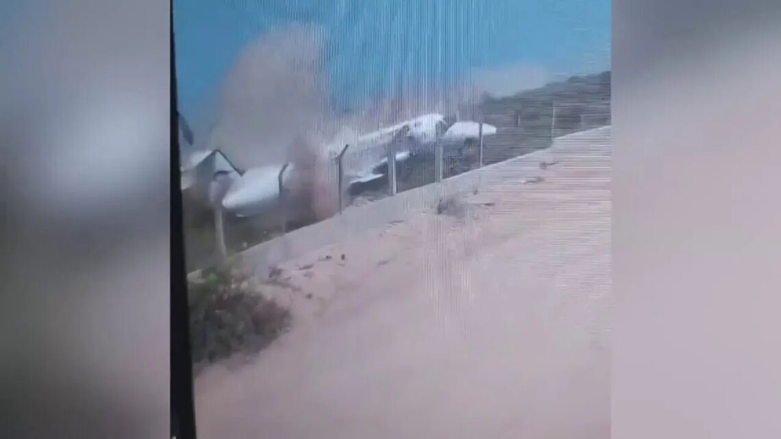 WATCH: Plane skids off runway upon arrival, smashes to pieces on protective barrier