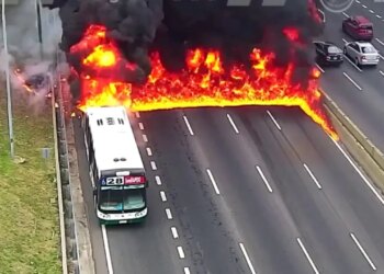 Passengers on Argentina bus run for their lives after public bus becomes engulfed in flames