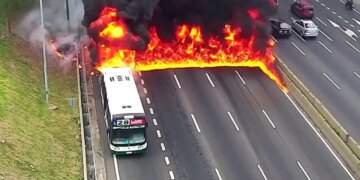 Passengers on Argentina bus run for their lives after public bus becomes engulfed in flames