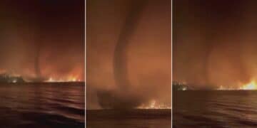 ‘Fire tornado’ in British Columbia captured on video during raging Canada wildfires