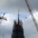 The scaffolding atop the Paris’ Notre Dame Cathedral was removed