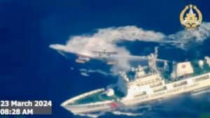 Chinese coast guard uses water cannon on Philippine boat as tensions rise near Second Thomas Shoal Chinese coast guard uses water cannon on Philippine boat as tensions rise near Second Thomas Shoal