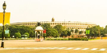 Parliament of India building in New Delhi