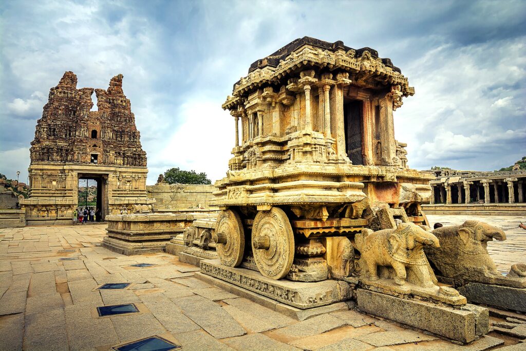 The Second Angle Magazine Stone chariot at the Vittala Temple in Hampi, Karnataka