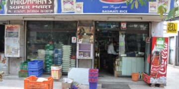 A kirana store stocked with packaged food in India