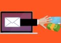 Illustration of a phishing email stealing card details