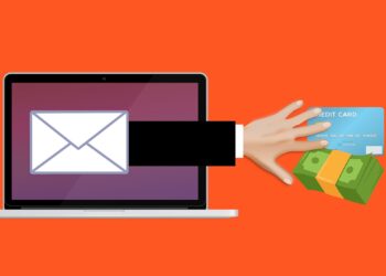 Illustration of a phishing email stealing card details