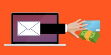 Illustration of a phishing email stealing card details