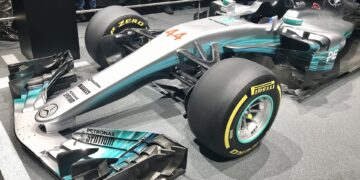Lewis Hamilton's Mercedes W08 Formula 1 car on display
