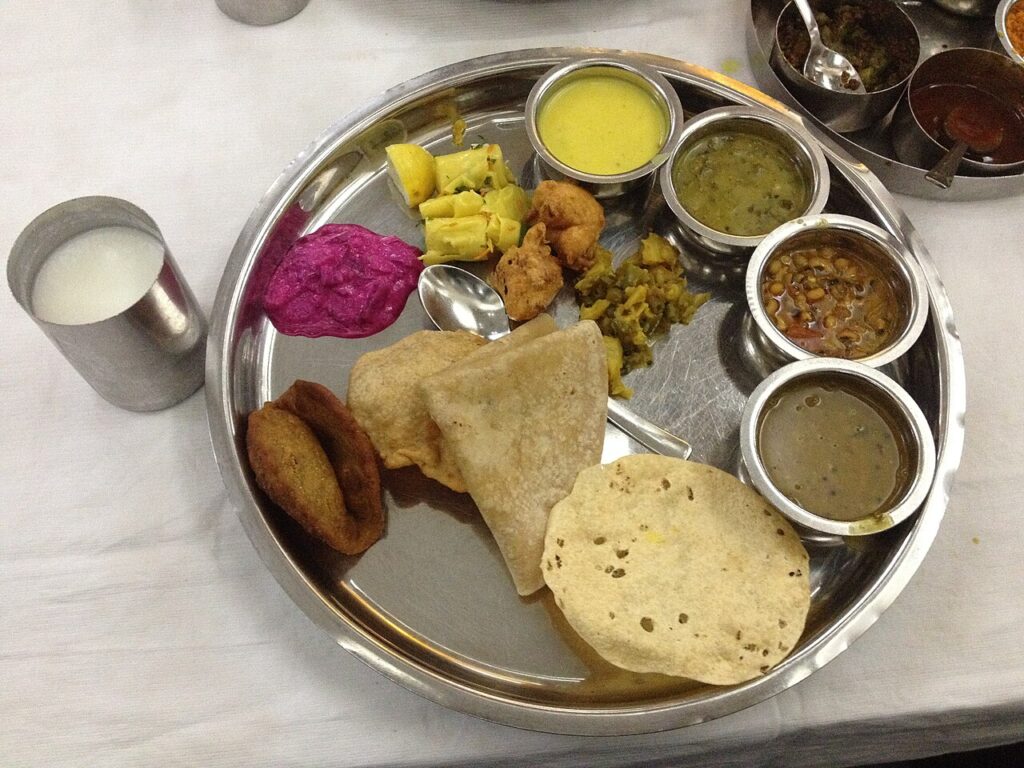Aapli Aaji: The Marathi Grandmother Who Became a YouTube Star A traditional Maharashtrian thali with bhakri, vegetables and dal, the style of food Aapli Aaji cooks