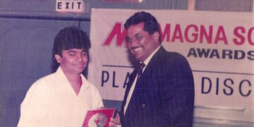 Composer A.R. Rahman at a press conference for the film Highway