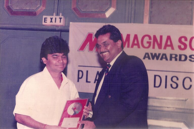 Composer A.R. Rahman at a press conference for the film Highway