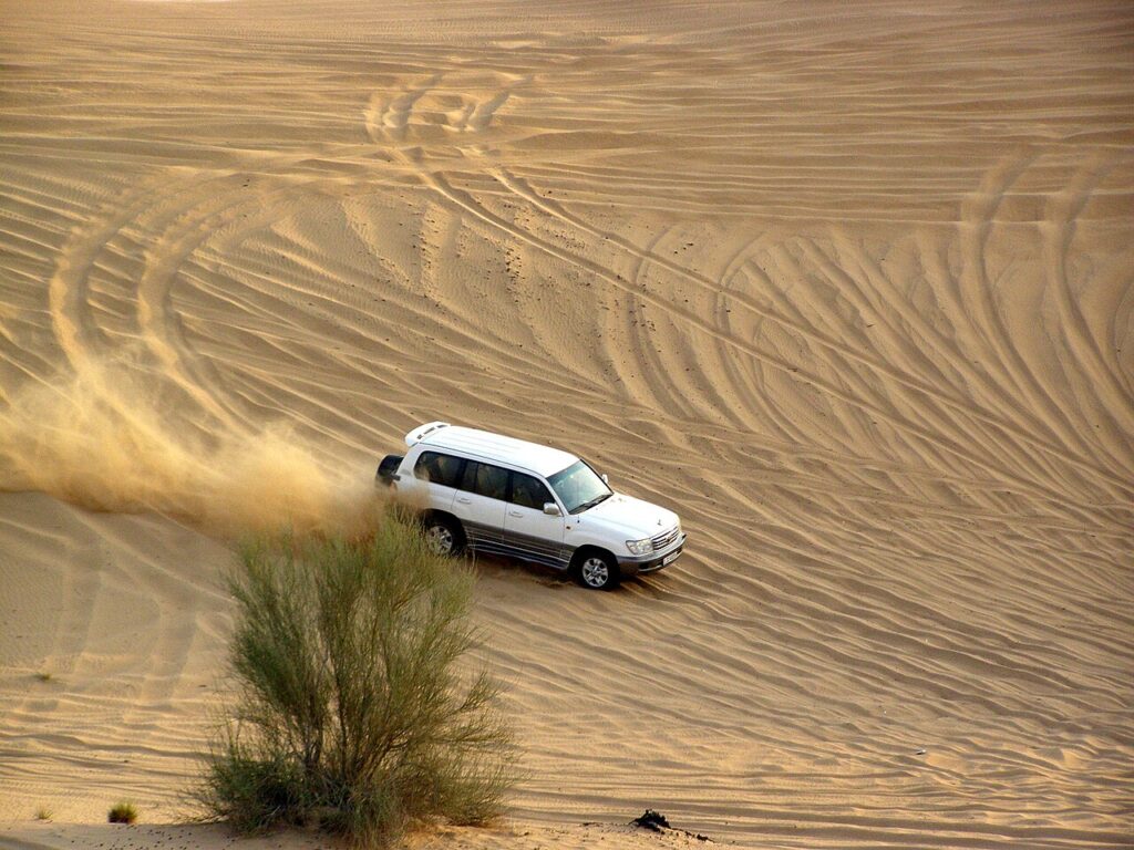 Sand dunes in the desert outside Dubai, where most desert safari tours take place