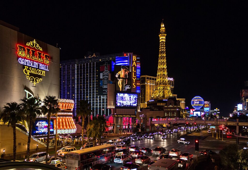 Gambling in Pop Culture: Why Hollywood Loves Casino Films The Las Vegas Strip lit up at night, the setting of many Hollywood casino films