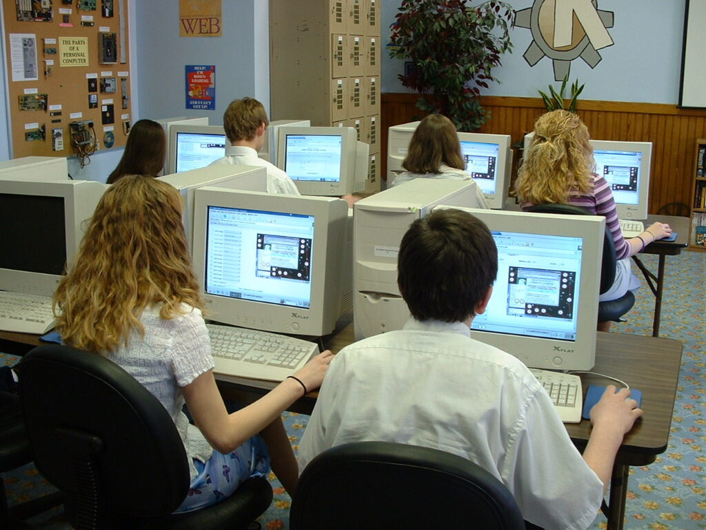 Students preparing for a computer-based entrance exam like the CAT