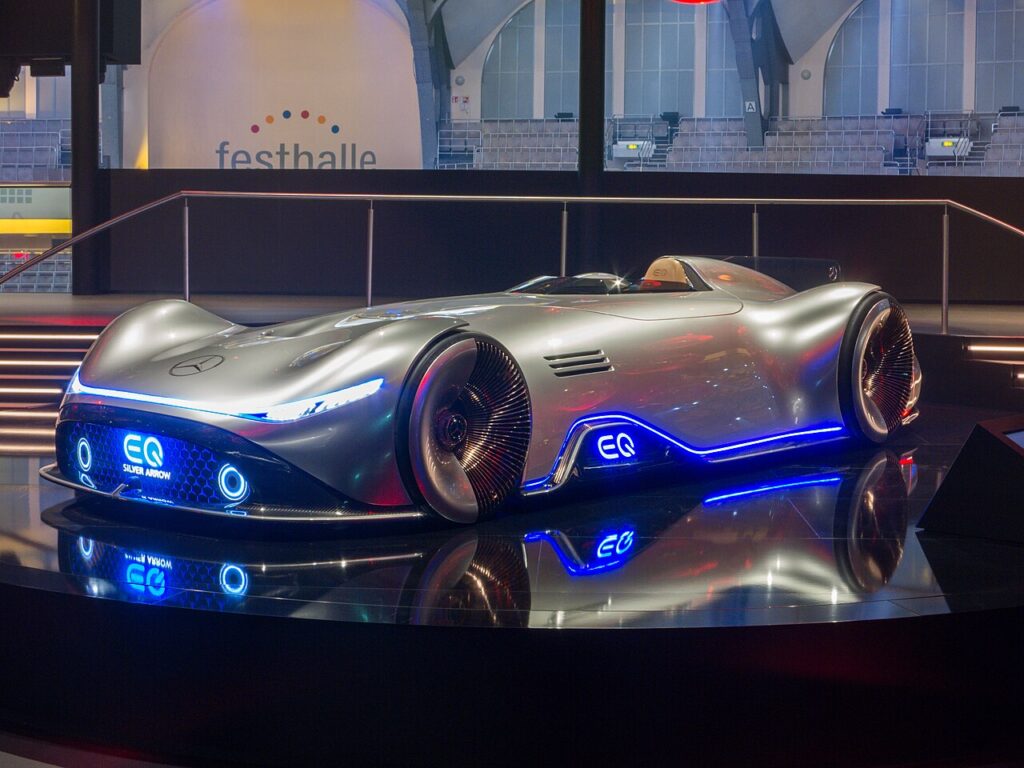Mercedes-Benz Vision EQ Silver Arrow, a single-seat electric concept car shown in 2018