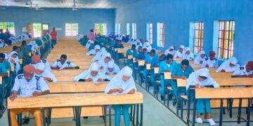 Students writing an entrance examination