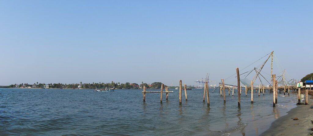Chinese fishing nets at Fort Kochi, a popular seafood destination in Kerala